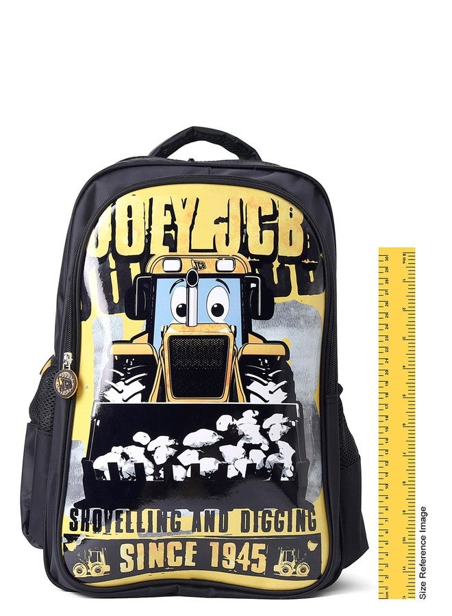 جيه سي بي حقيبة ظهر كاجوال مطبوعة بشخصية جوي من جي سي بي، مناسبة للأولاد والبنات، مصنوعة من البوليستر المقاوم للماء، حقيبة مدرسية من البوليستر مع ظهر مبطن وأحزمة كتف، لون أسود - 16 بوصة - Image 3